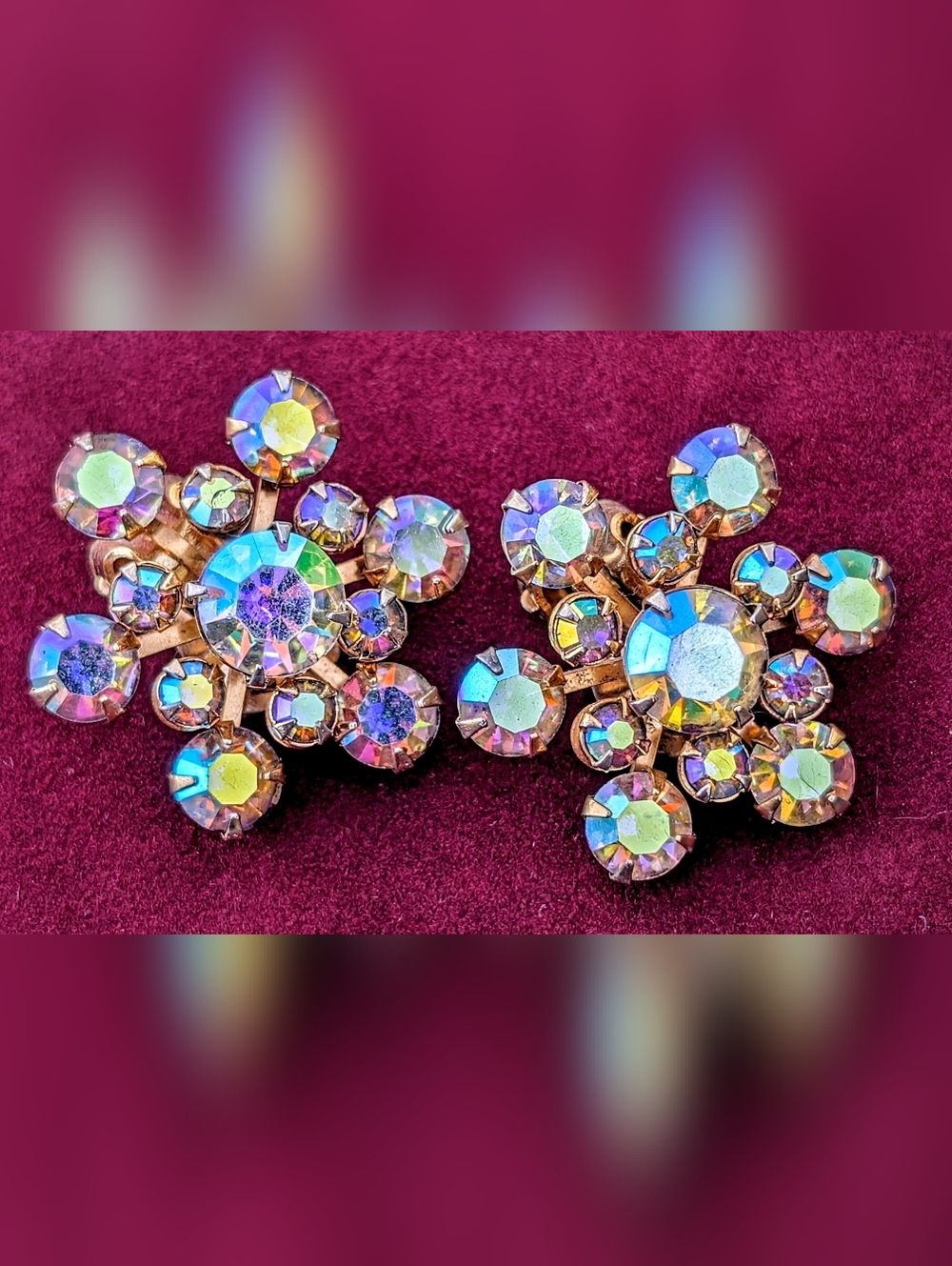Albert Weiss Iridescent Crystal Cluster Earrings - Multicolor